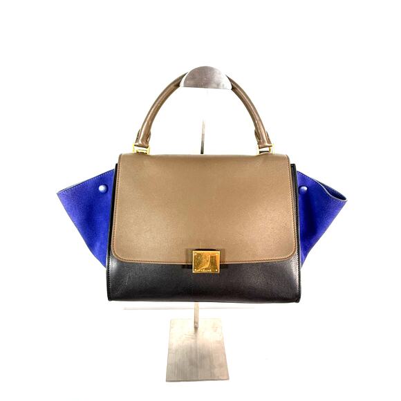 Celine Tricolor Leather & Suede Trapeze Top Handle Bag FREE COA - Picture 1 of 9